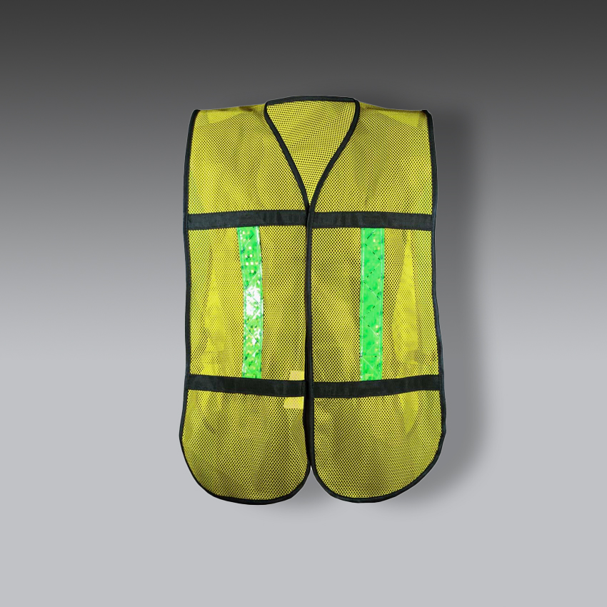 chalecos para la seguridad industrial de malla ecofriendly con reflejante plastico   amarillo modelo eco 1010amcrl marca jyrsa