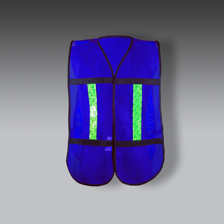 chalecos para la seguridad industrial de malla ecofriendly con reflejante plastico   azul modelo eco 1010azcrl marca jyrsa