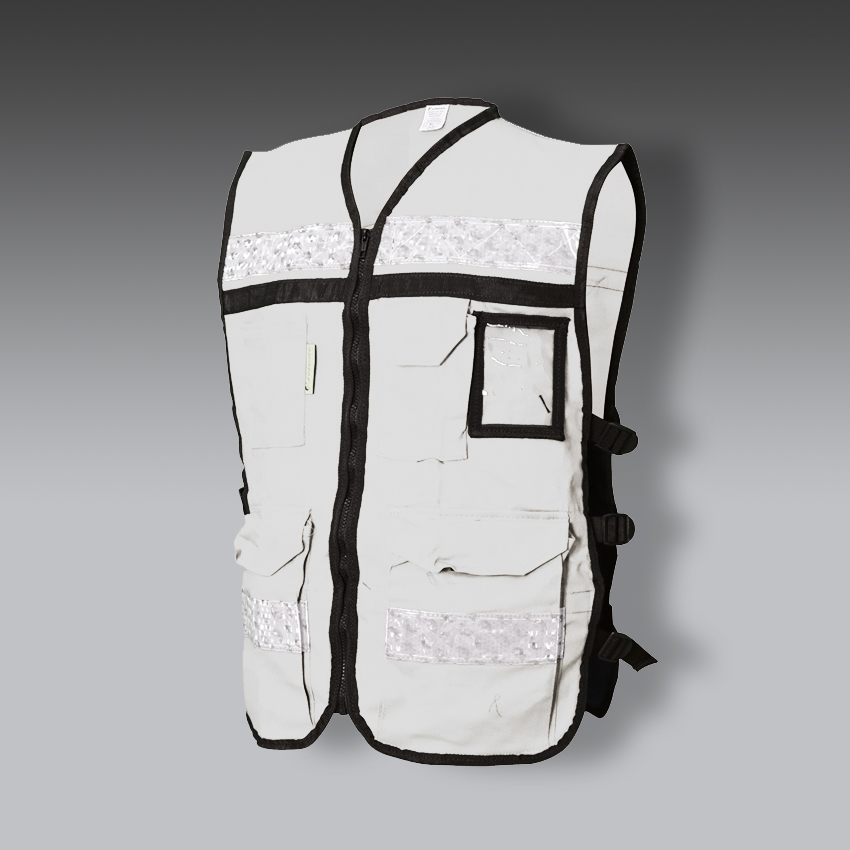 chalecos para la seguridad industrial rescatista de gabardina modelo sr 2020blcr marca jyrsa