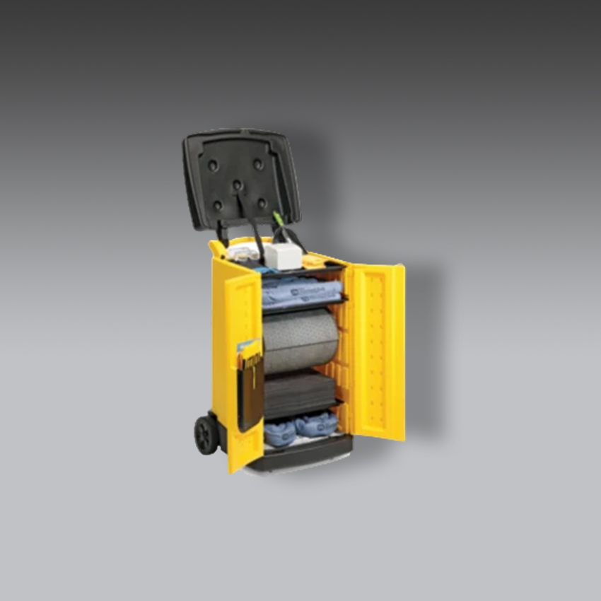 trajes para la seguridad industrial kit antiderrames pig en carrito grande modelo kit820 marca pig